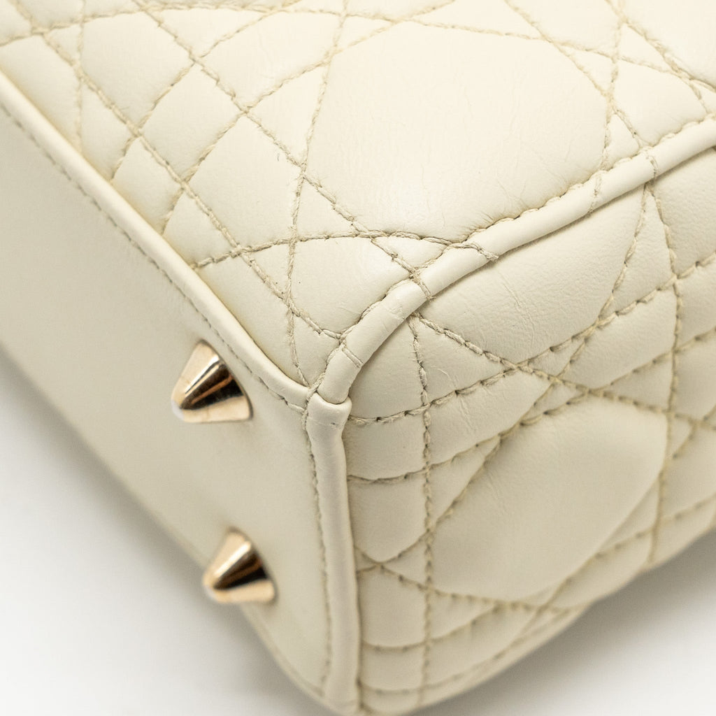 DIOR SMALL LADY DIOR LAMBSKIN WHITE LGHW