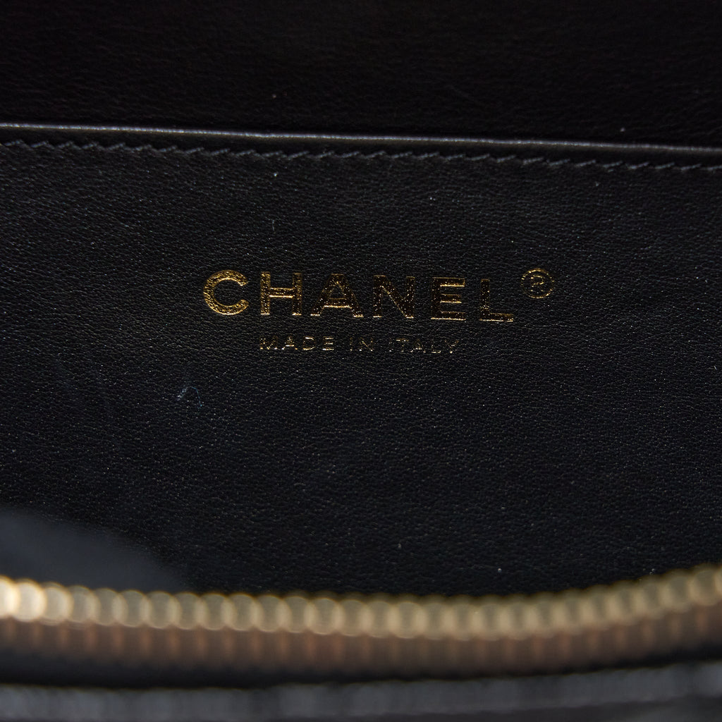 CHANEL 22S TOP HANDLE SMALL VANITY CASE CAVIAR BLACK BRUSHED GHW (MICROCHIP)