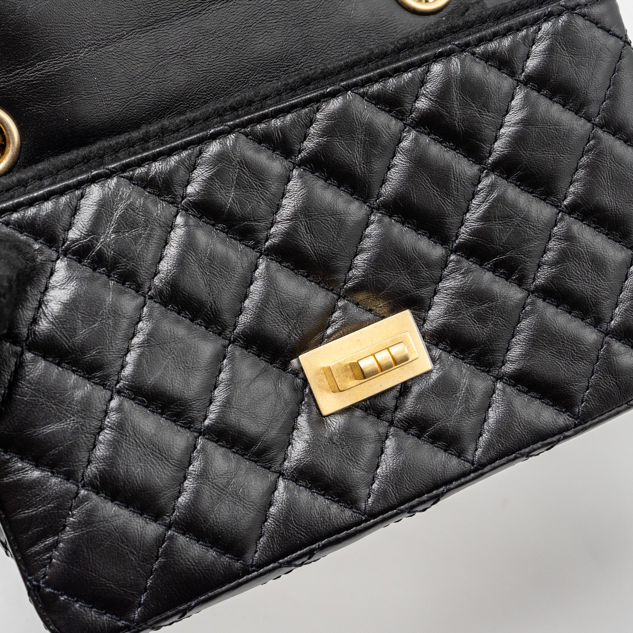 CHANEL MINI 2.55 REISSUE AGED CALFSKIN BLACK GHW (MICROCHIP)