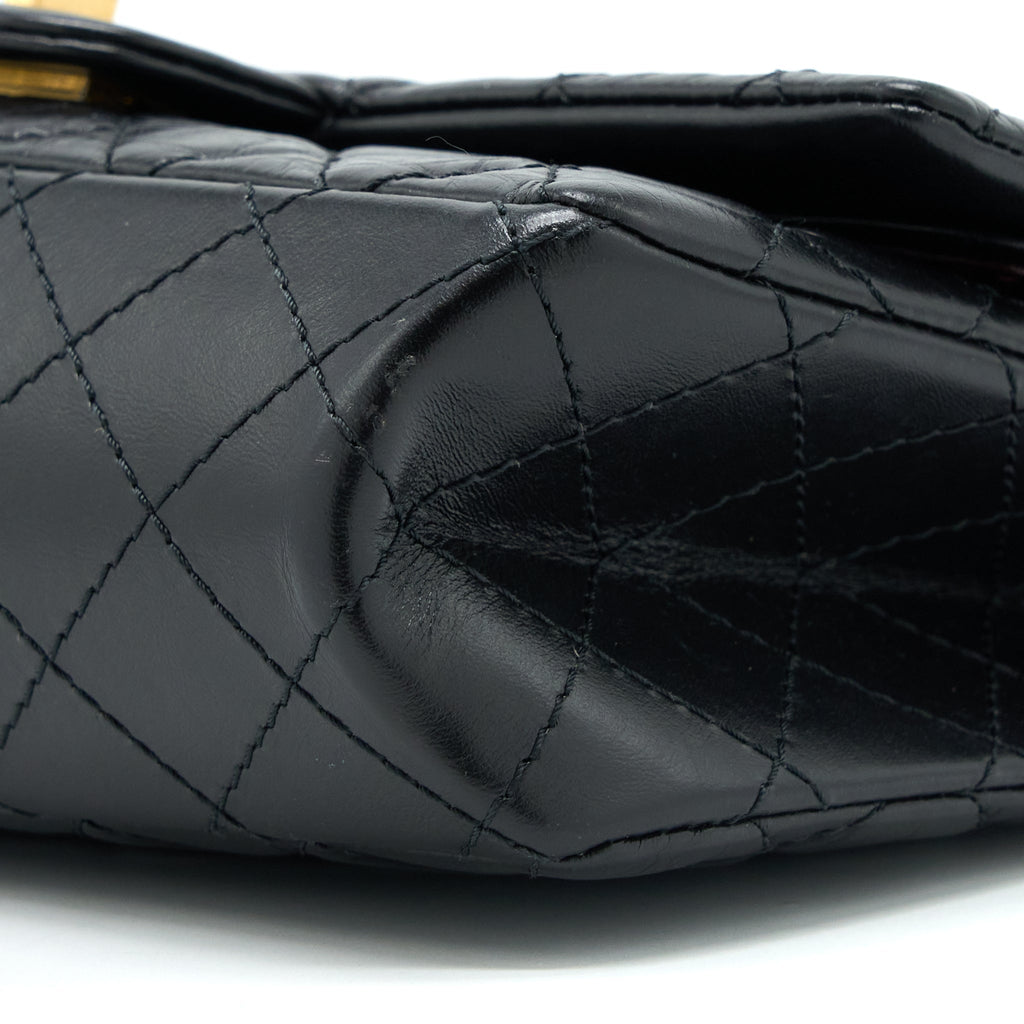 CHANEL SMALL 2.55 REISSUE FLAP BAG AGED CALFSKIN BLACK BRUSHED GHW