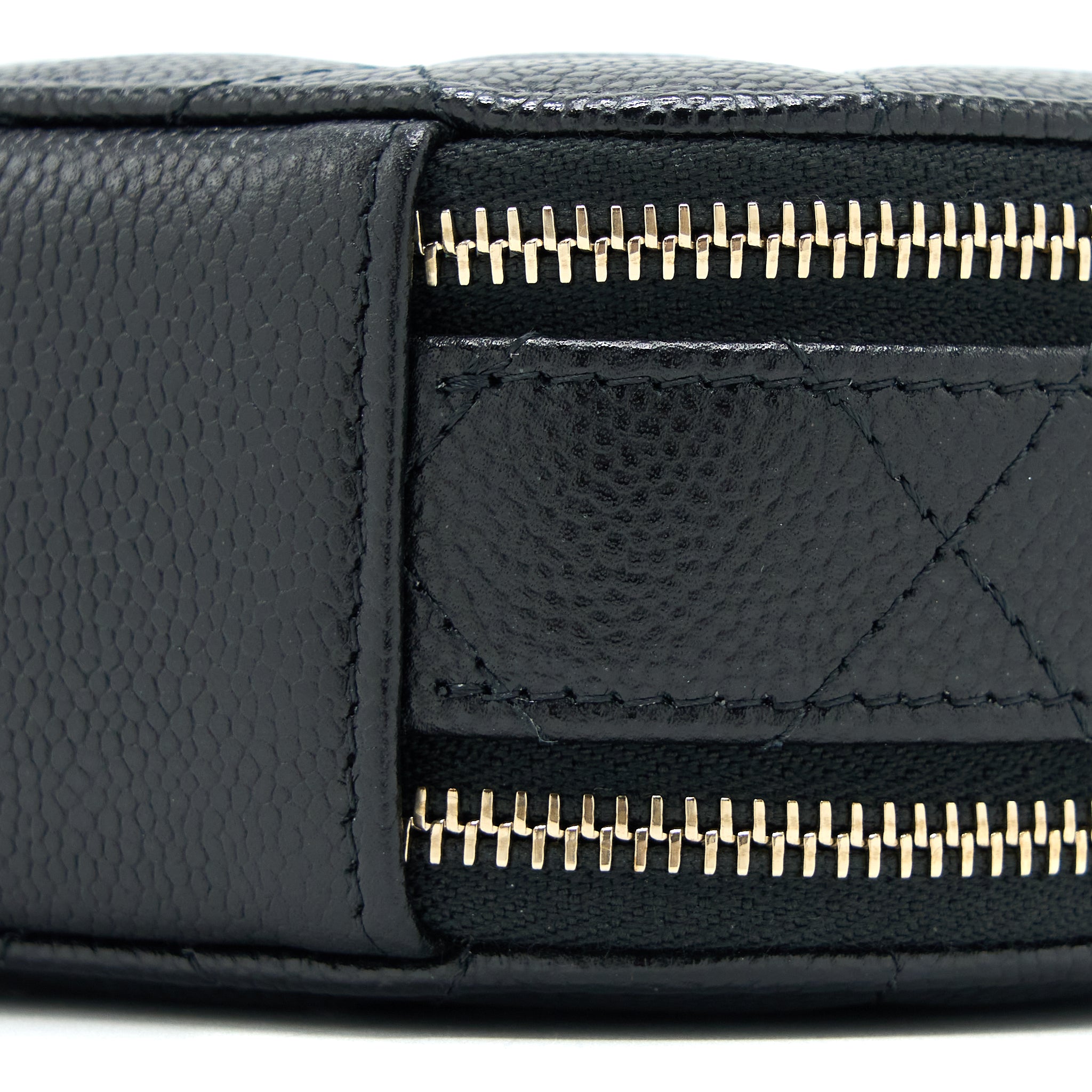CHANEL MINI TOP HANDLE ROUND VANITY CASE WITH CHAIN CAVIAR BLACK LGHW