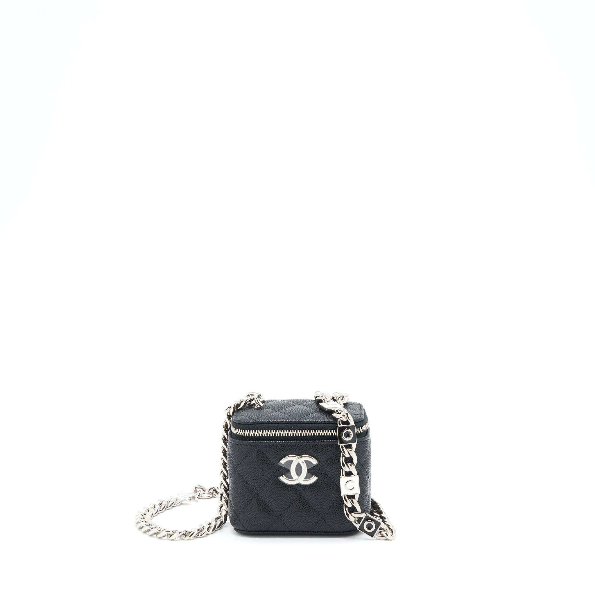 CHANEL 22S MINI VANITY WITH GIANT CHAIN CAVIAR BLACK WITH SHW