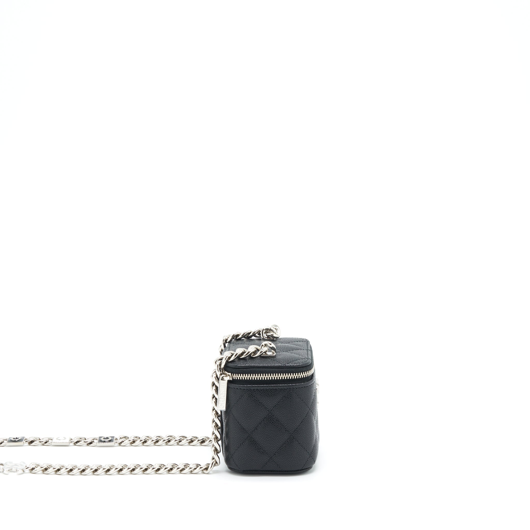CHANEL 22S MINI VANITY WITH GIANT CHAIN CAVIAR BLACK WITH SHW