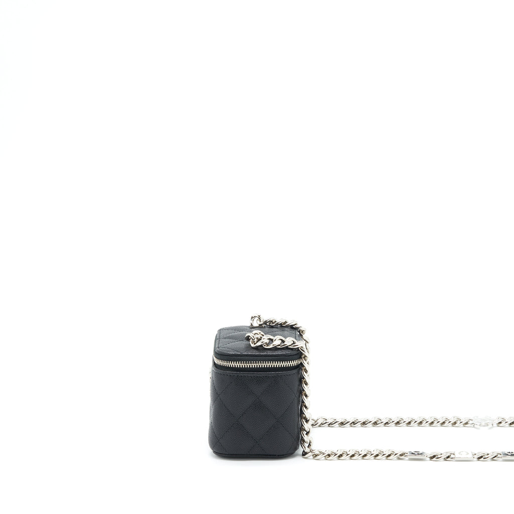 CHANEL 22S MINI VANITY WITH GIANT CHAIN CAVIAR BLACK WITH SHW