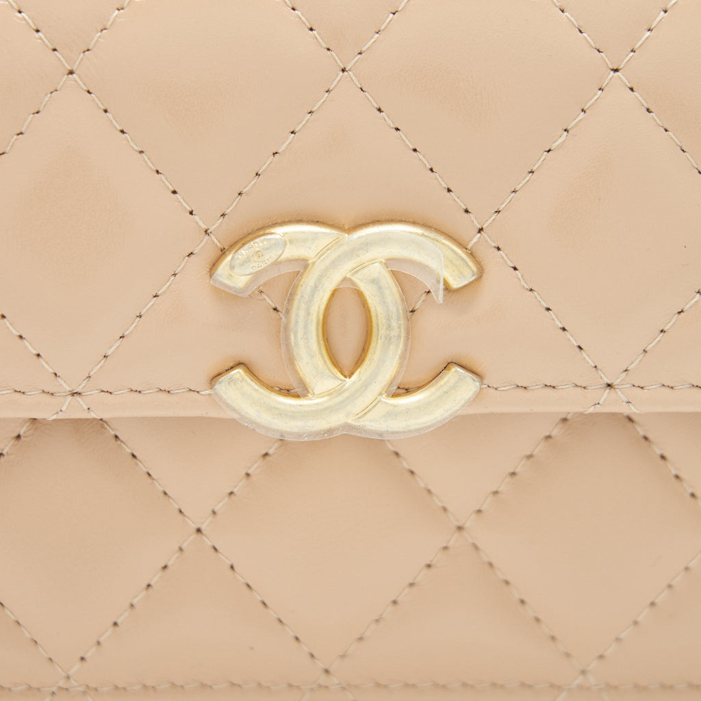 CHANEL 21A FLAP COIN PURSE WITH CHAIN BEIGE