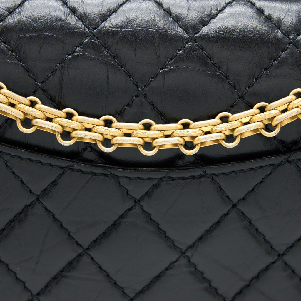 CHANEL SMALL 2.55 REISSUE FLAP BAG AGED CALFSKIN BLACK BRUSHED GHW