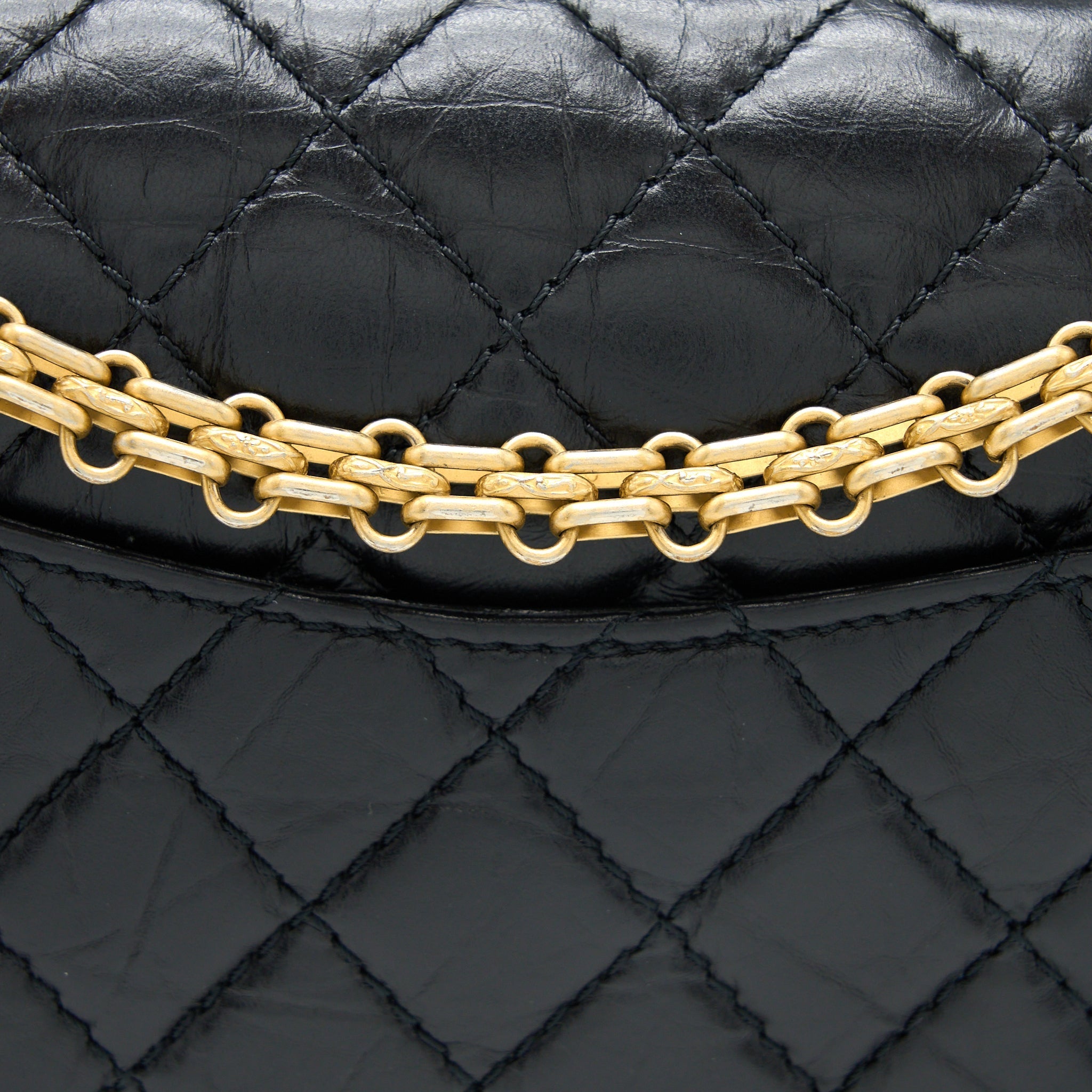 CHANEL SMALL 2.55 REISSUE FLAP BAG AGED CALFSKIN BLACK BRUSHED GHW