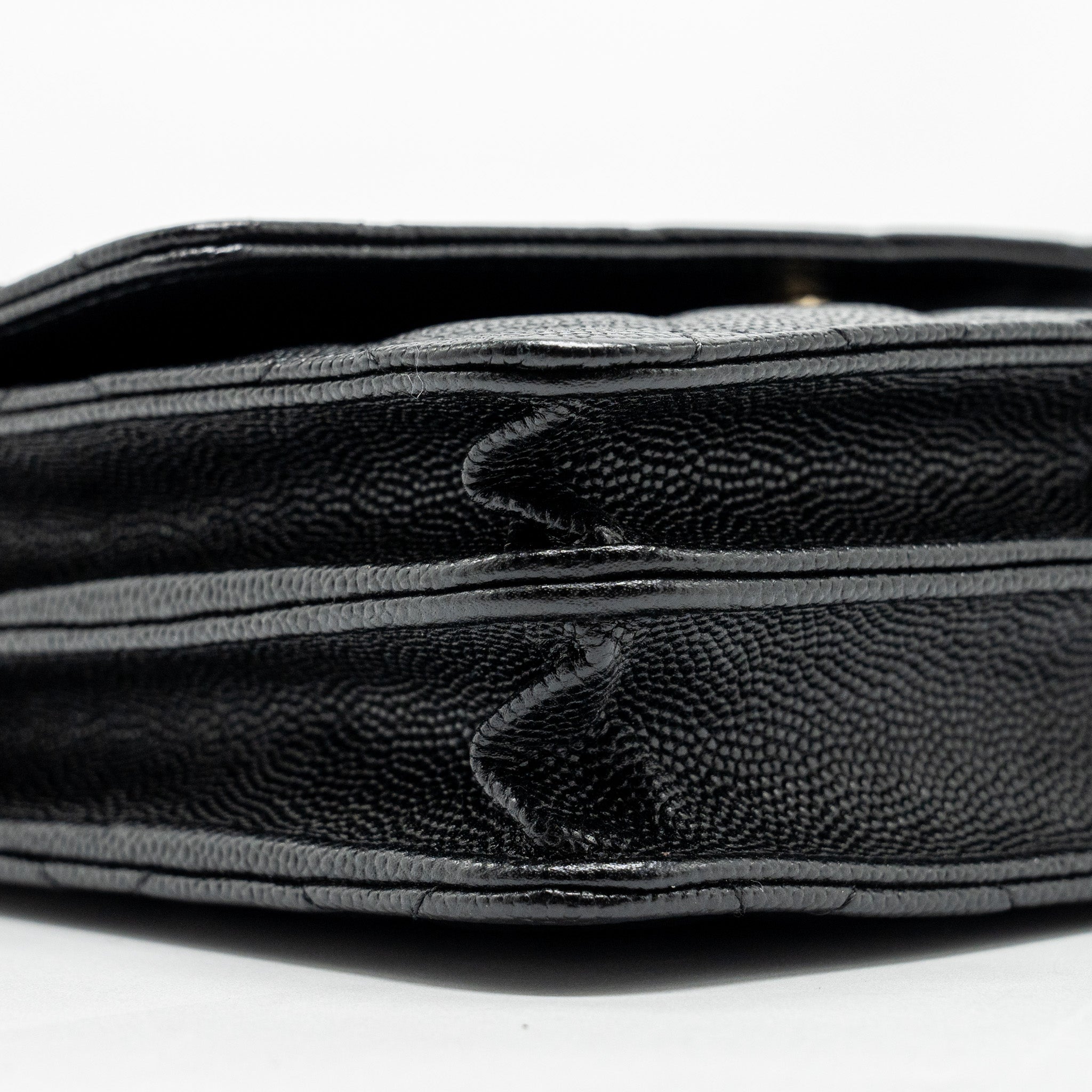 CHANEL QUILTED WALLET ON CHAIN CAVIAR BLACK GHW