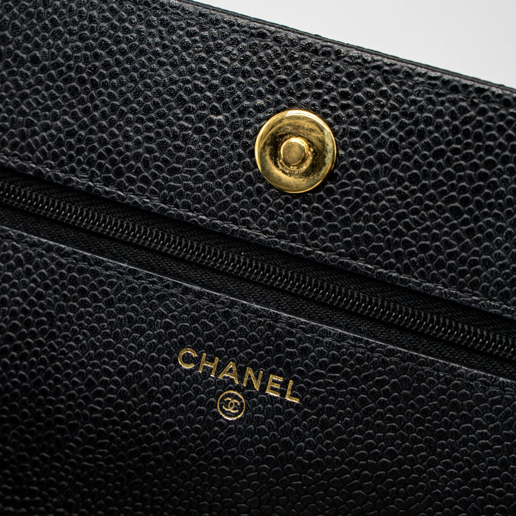 CHANEL CLASSIC WALLET ON CHAIN CAVIAR BLACK GHW