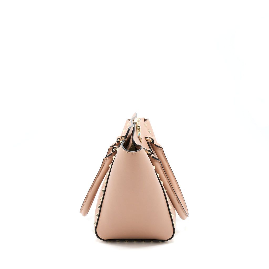 VALENTINO ROCKSTUD DOUBLE HANDLE TOP BAG PINK LGHW