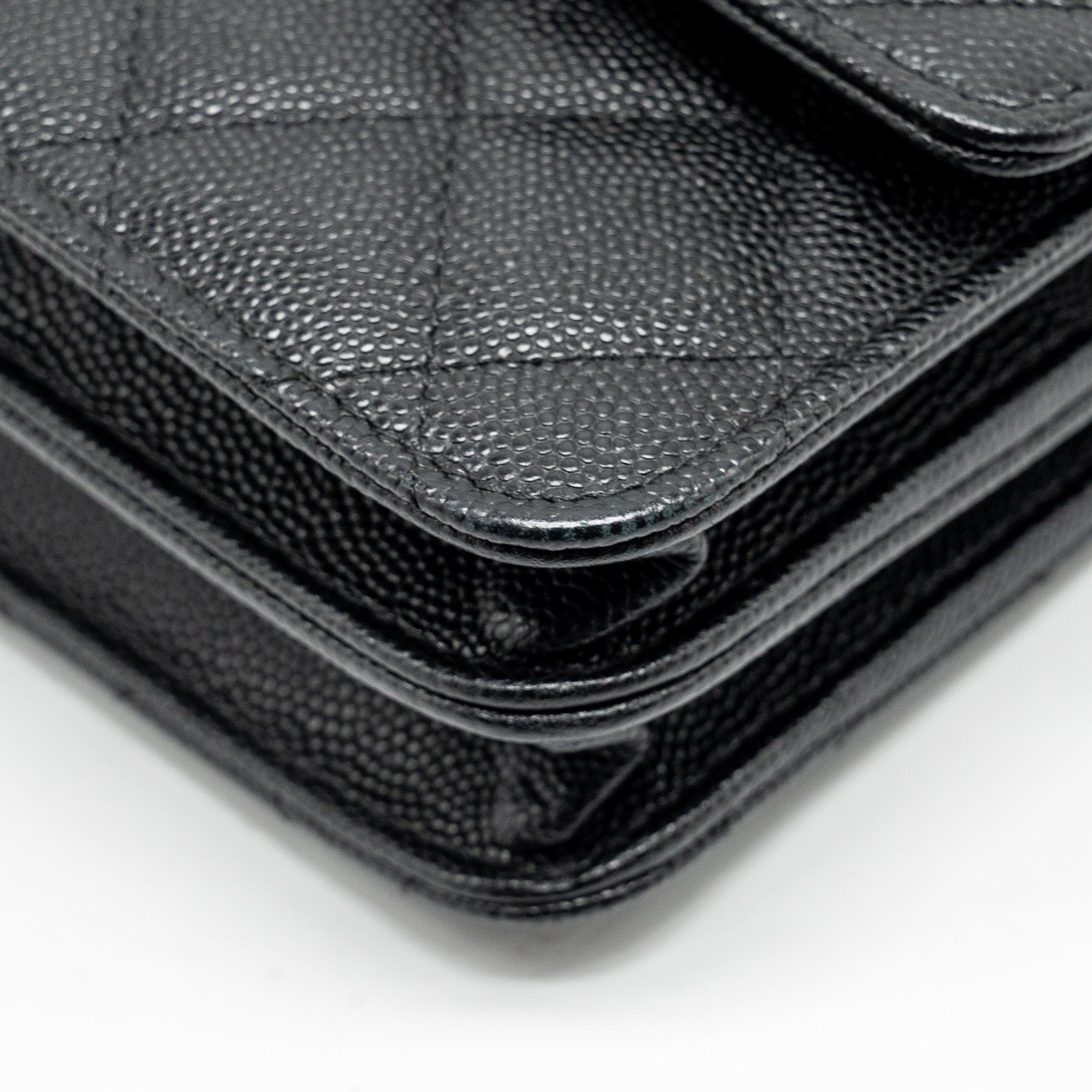 CHANEL QUILTED WALLET ON CHAIN CAVIAR BLACK GHW