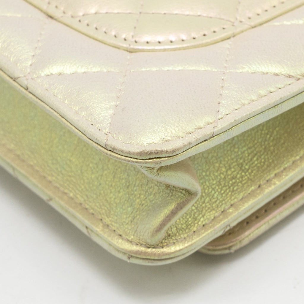 CHANEL WALLET ON CHAIN LAMBSKIN IRIDESCENT IVORY LGHW