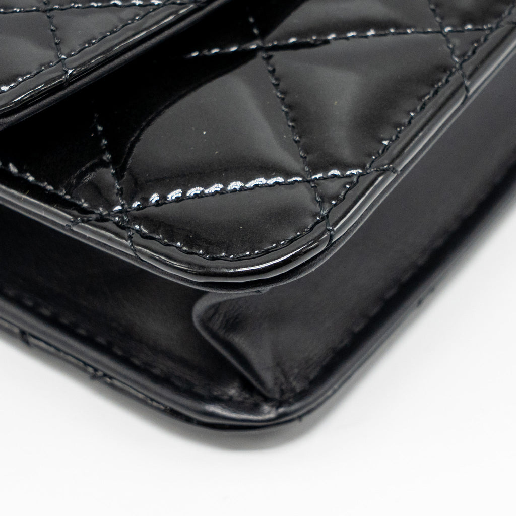 CHANEL WALLET ON CHAIN PATENT LEATHER BLACK SHW
