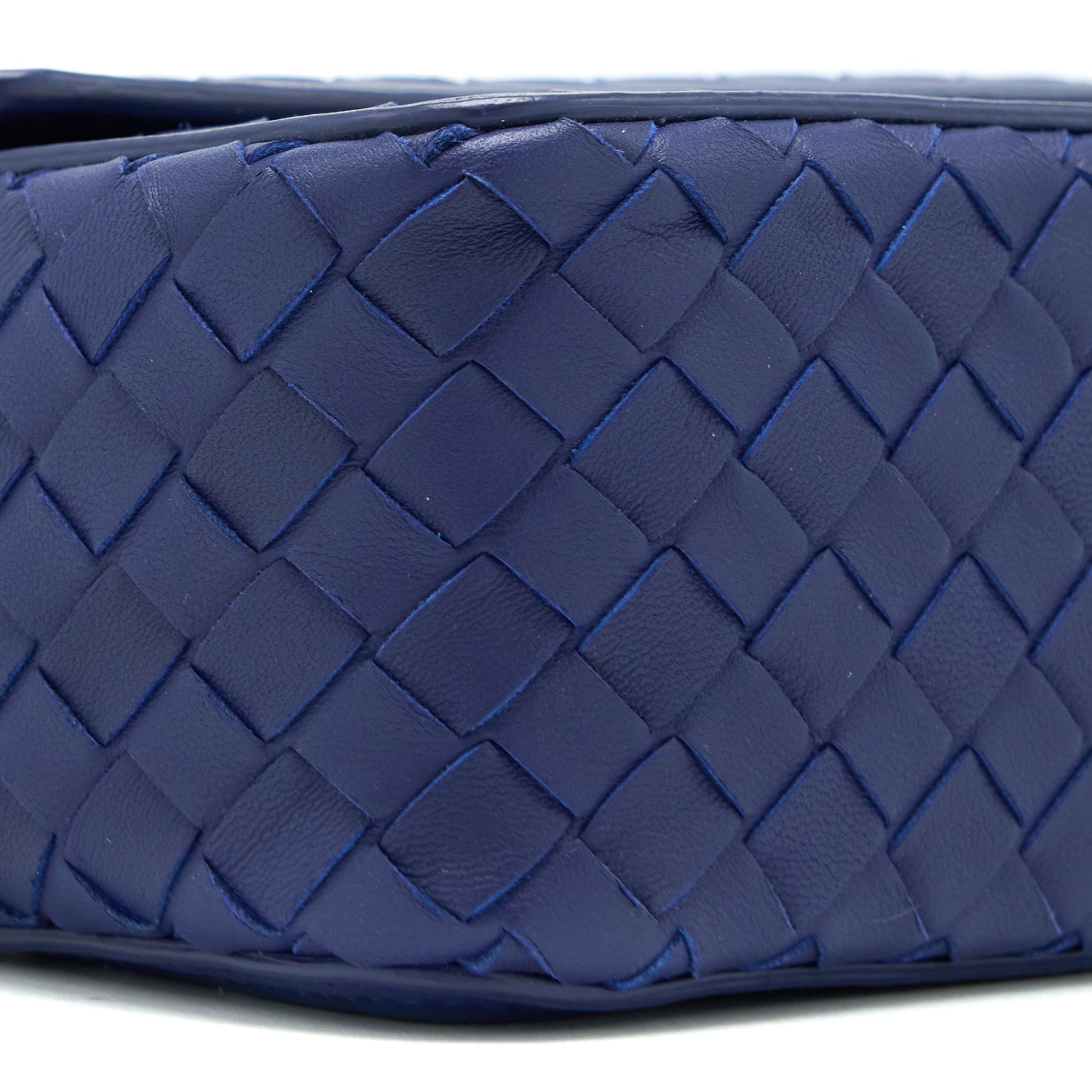 BOTTEGA VENETA TOP HANDLE CROSSBODY BAG NAVY BLUE WITH BLACK HARDWARE
