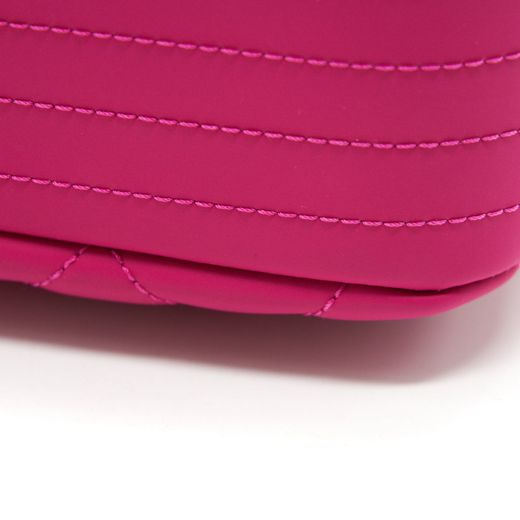 CHANEL RUBBER QUILTED LAMBSKIN FLAP BAG PINK SHW