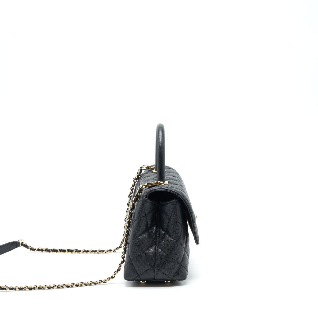 CHANEL SMALL COCO HANDLE CAVIAR BLACK LGHW (MICROCHIP)