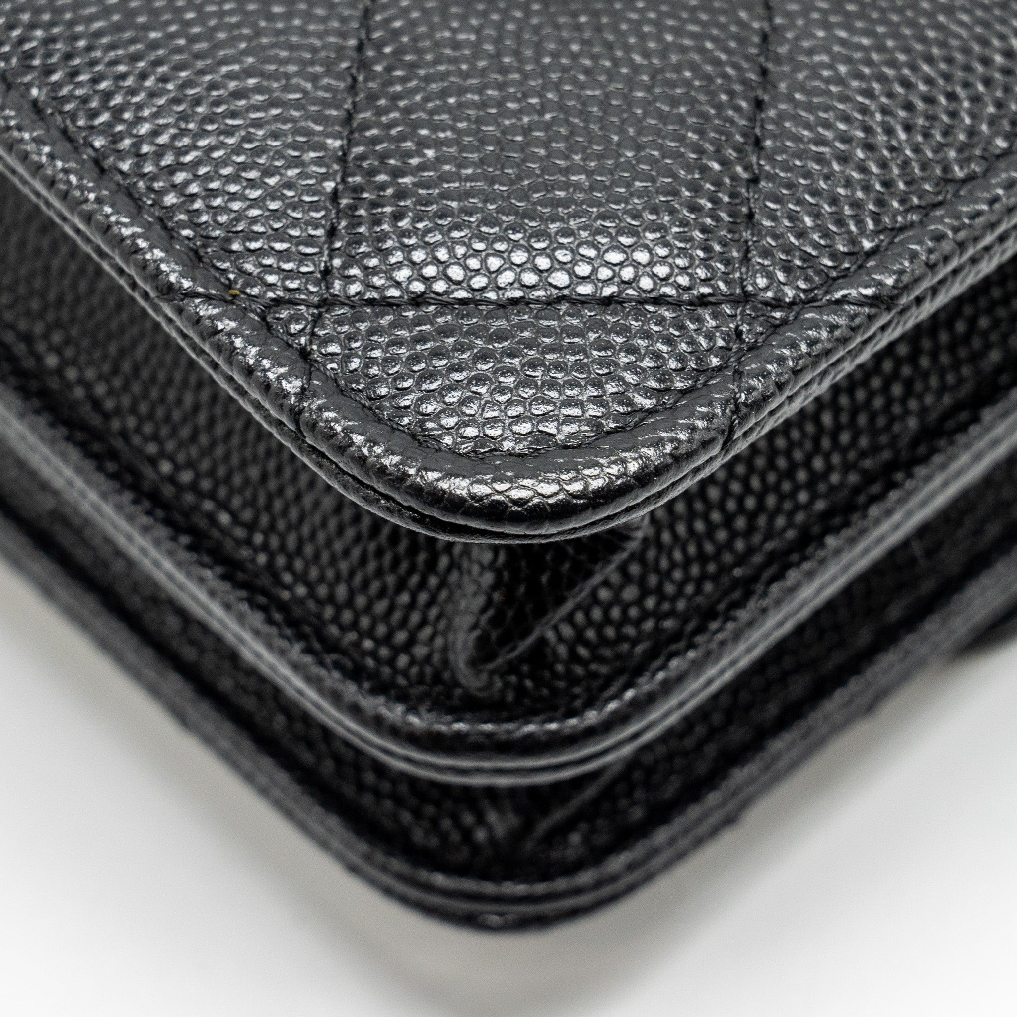 CHANEL QUILTED WALLET ON CHAIN CAVIAR BLACK GHW