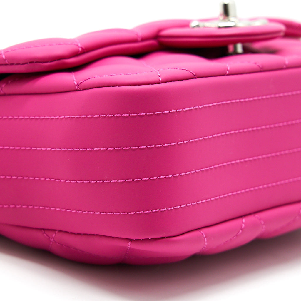 CHANEL RUBBER QUILTED LAMBSKIN FLAP BAG PINK SHW