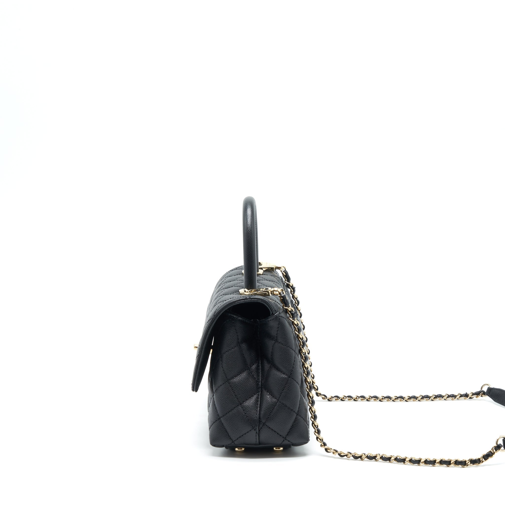 CHANEL SMALL COCO HANDLE CAVIAR BLACK LGHW (MICROCHIP)