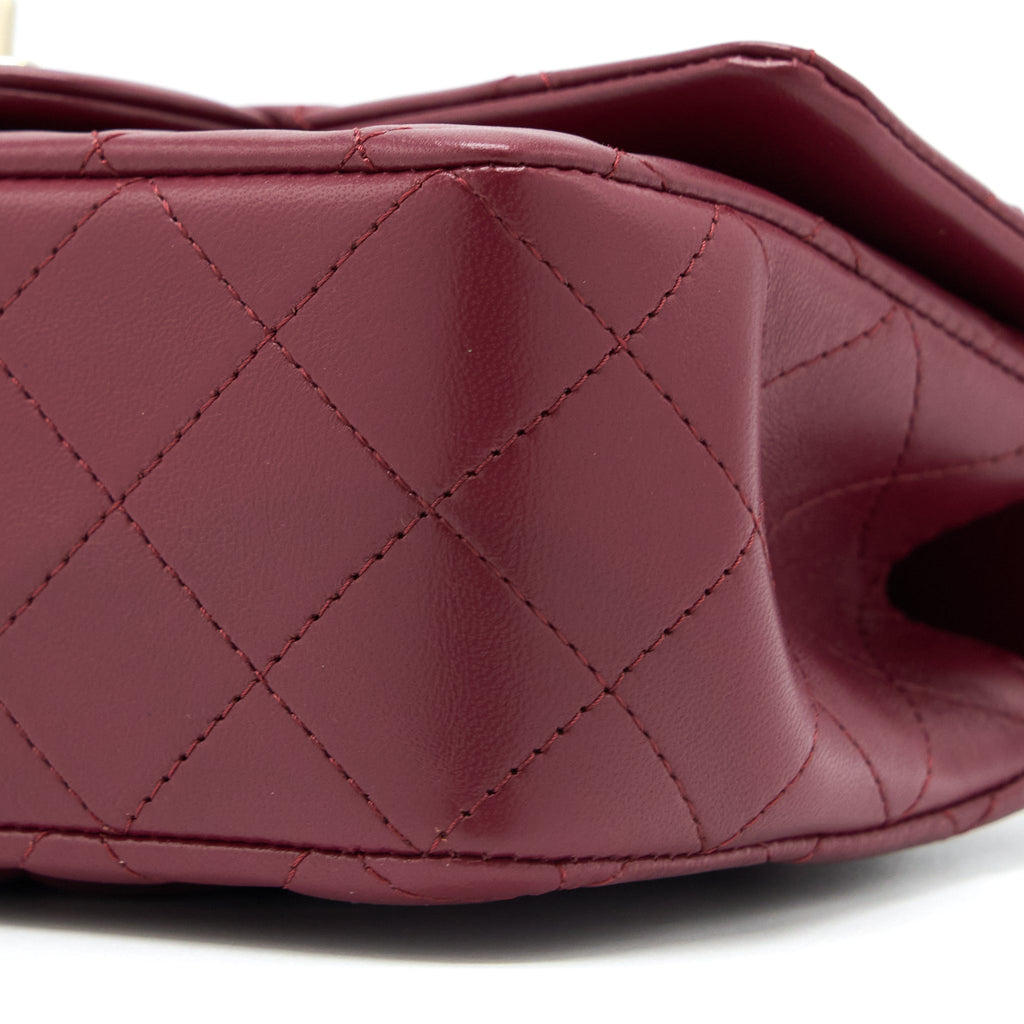 CHANEL TOP HANDLE MINI RECTANGULAR FLAP BAG LAMBSKIN BURGUNDY GHW (MICROCHIP)