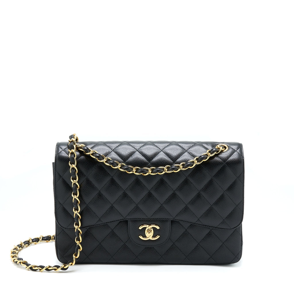 CHANEL CLASSIC JUMBO FLAP BAG CAVIAR BLACK GHW