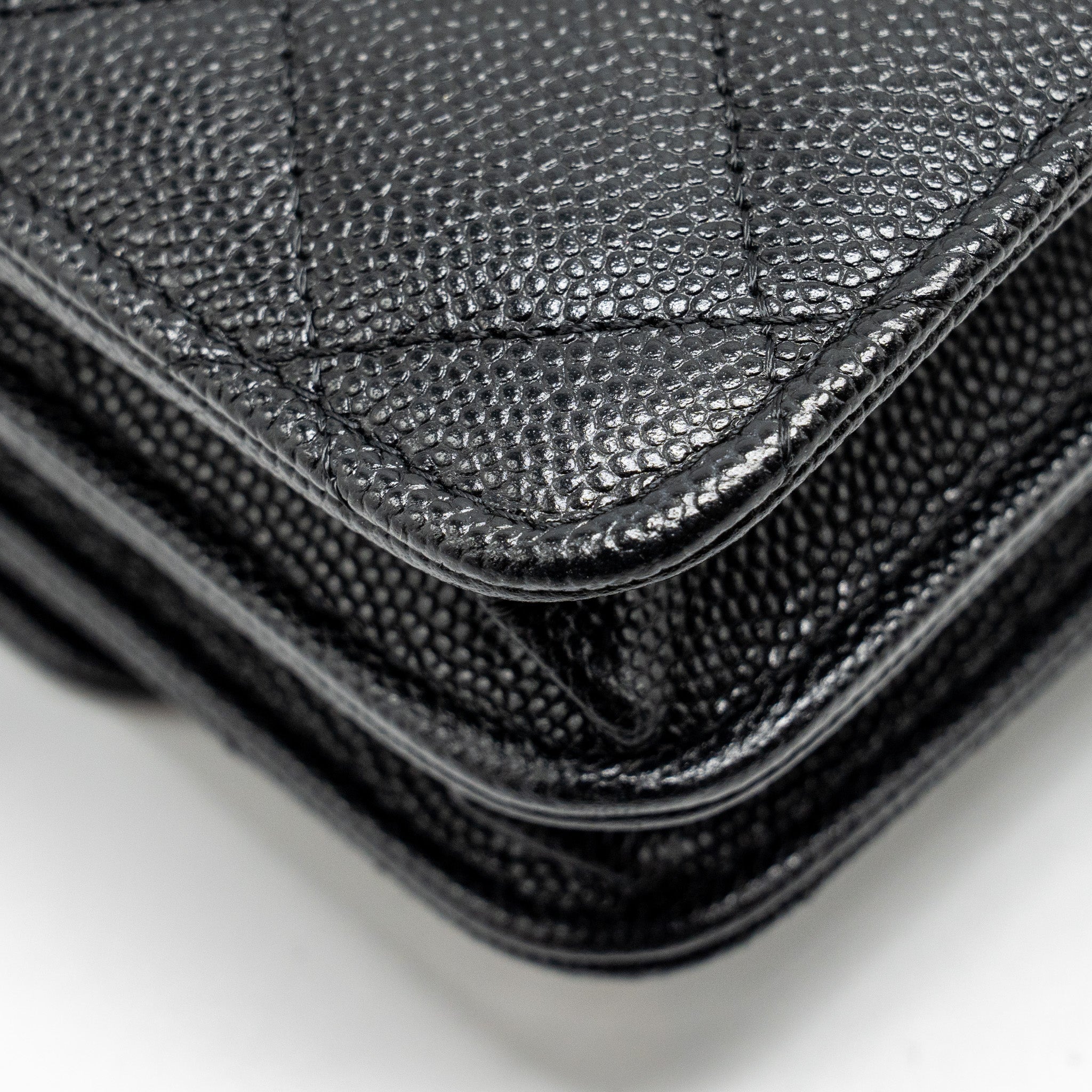 CHANEL QUILTED WALLET ON CHAIN CAVIAR BLACK GHW