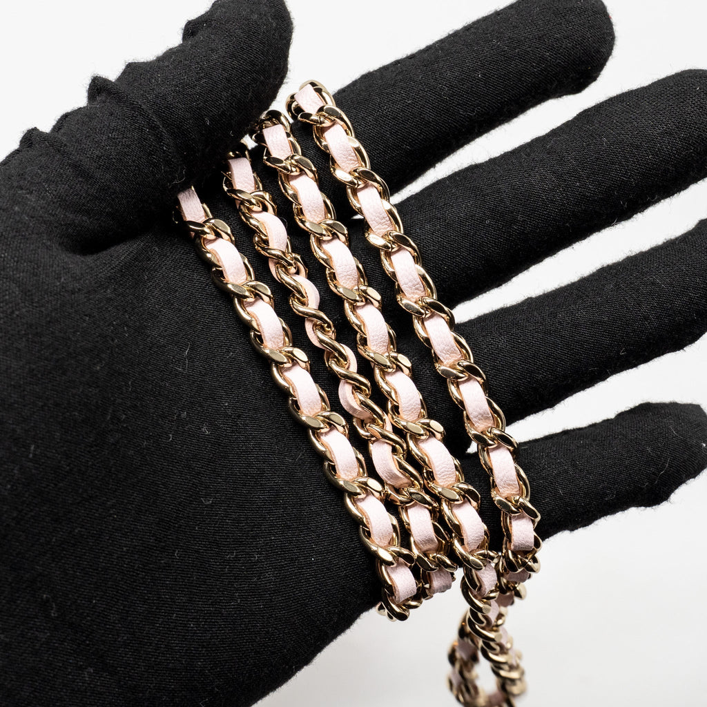 CHANEL TOP HANDLE MINI VANITY CASE WITH CHAIN LAMBSKIN LIGHT PINK LGHW