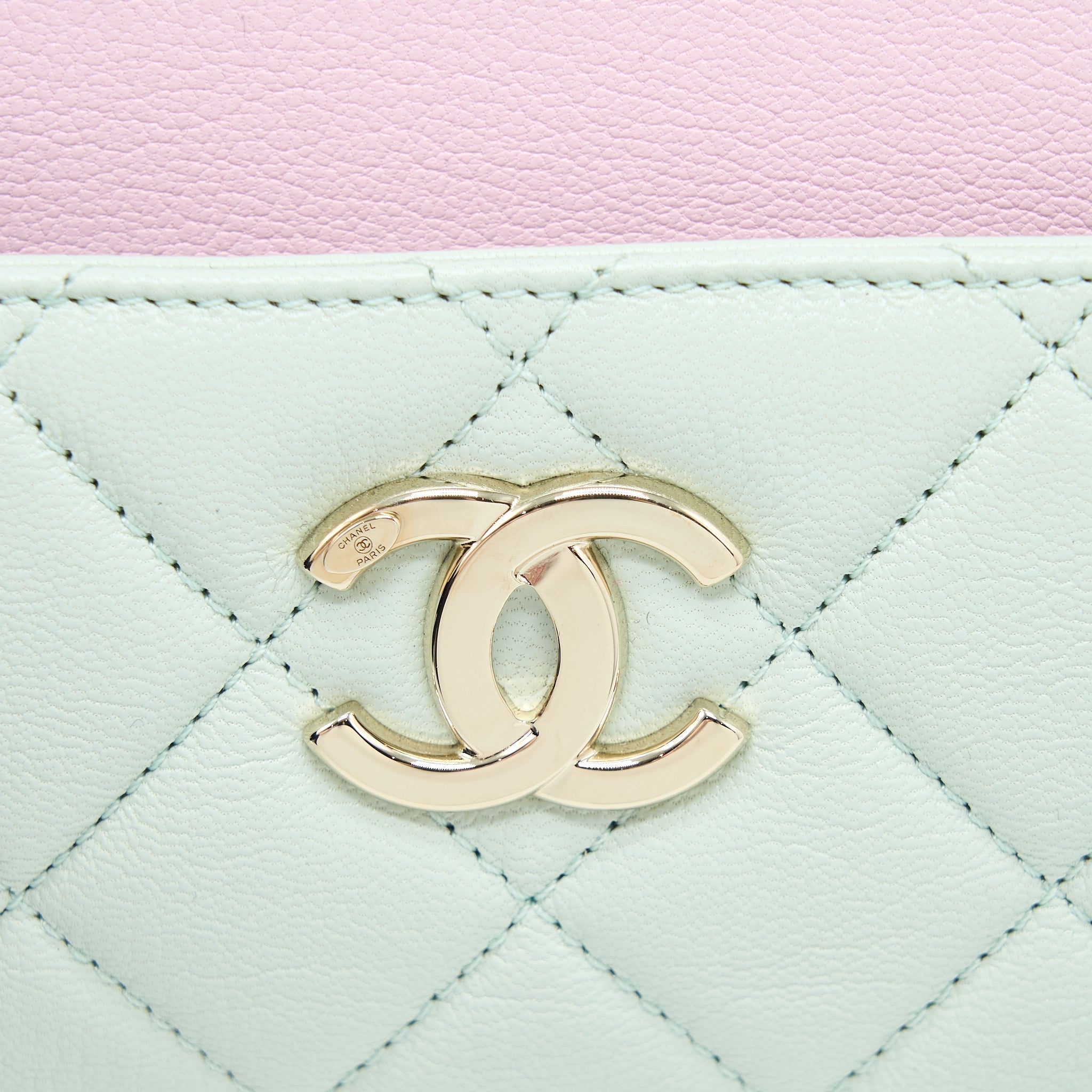 CHANEL SMALL CAMERA CASE TRICOLOUR GOATSKIN GREEN BLUE PINK LGHW