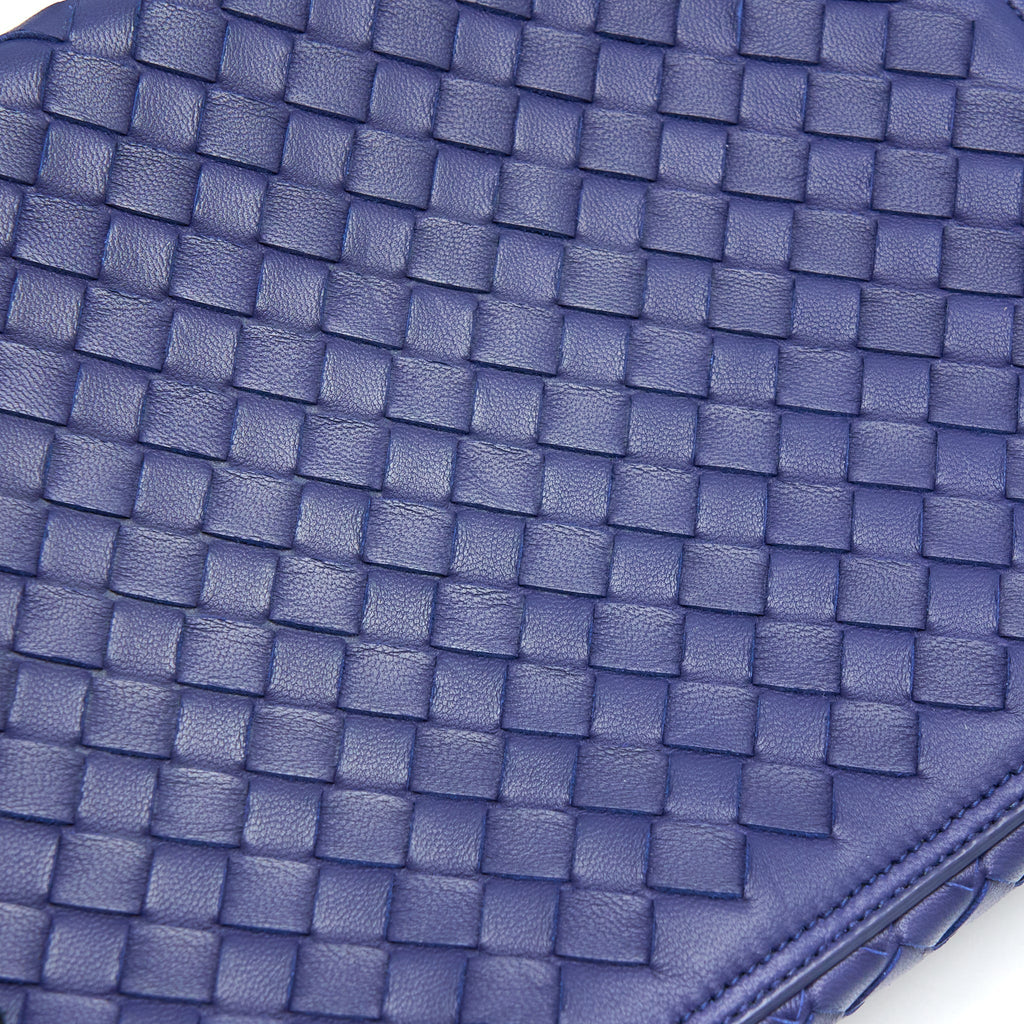 BOTTEGA VENETA TOP HANDLE CROSSBODY BAG NAVY BLUE WITH BLACK HARDWARE