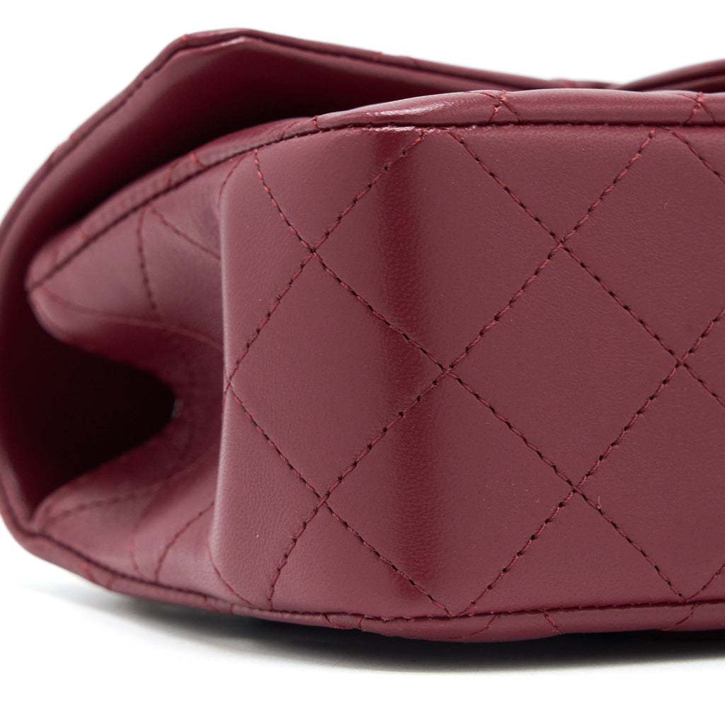 CHANEL TOP HANDLE MINI RECTANGULAR FLAP BAG LAMBSKIN BURGUNDY GHW (MICROCHIP)