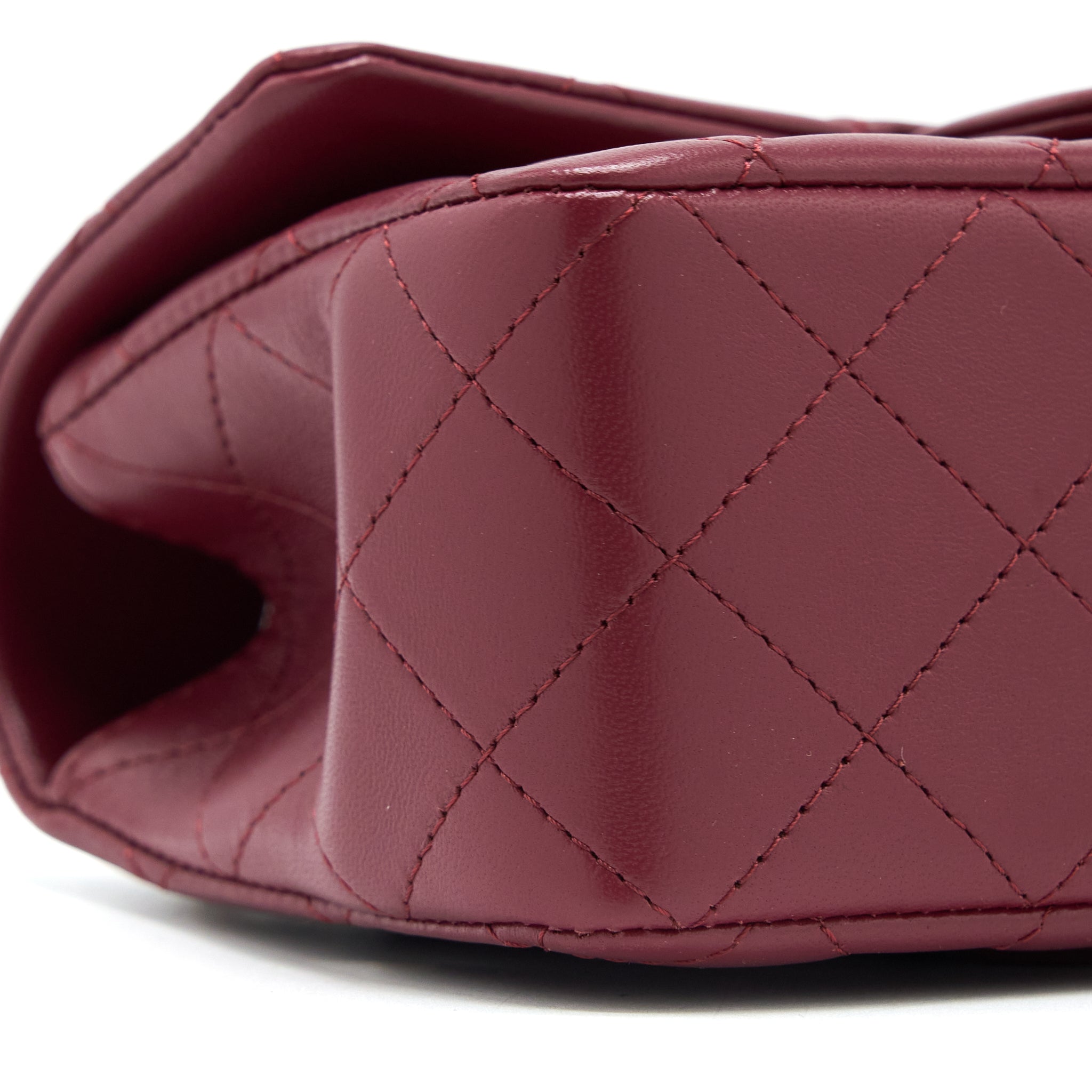 CHANEL TOP HANDLE MINI RECTANGULAR FLAP BAG LAMBSKIN BURGUNDY GHW (MICROCHIP)