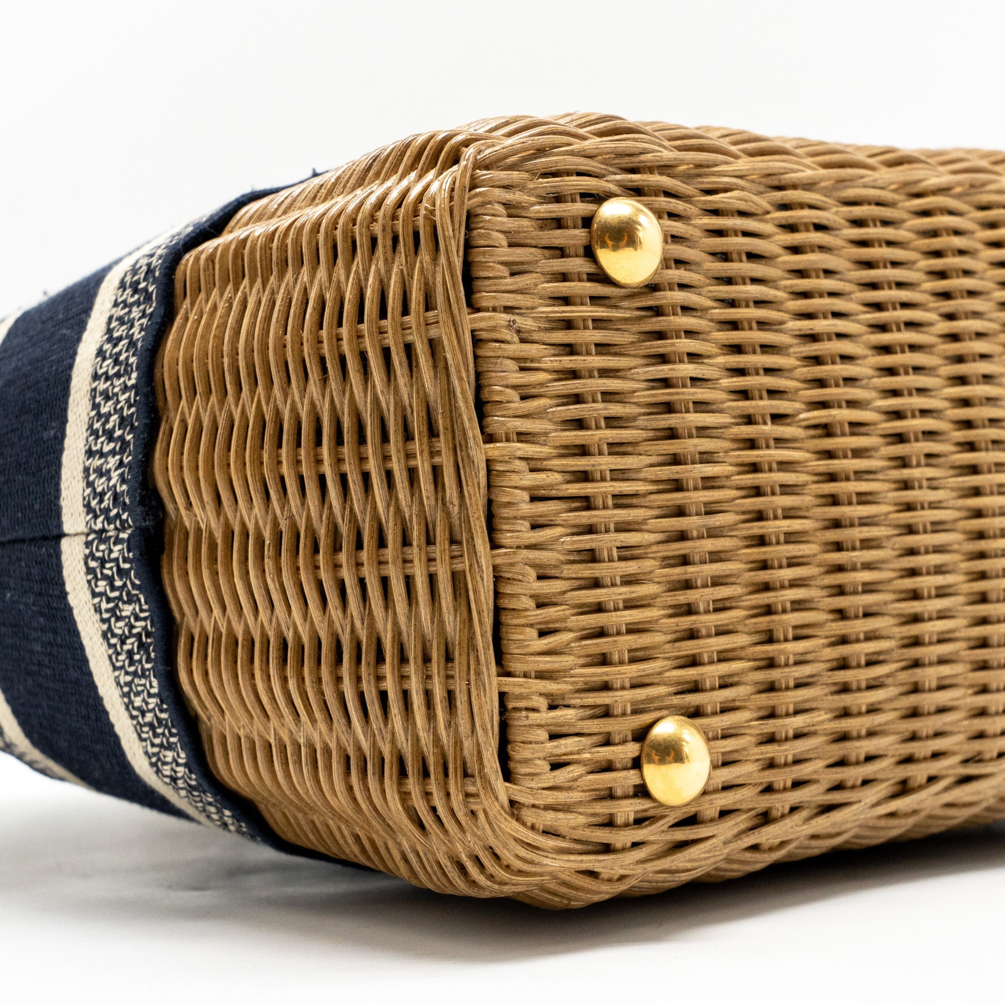 DIOR WICKER BASKET SHOULDER BAG BLUE DIOR OBLIQUE JACQUARD GHW