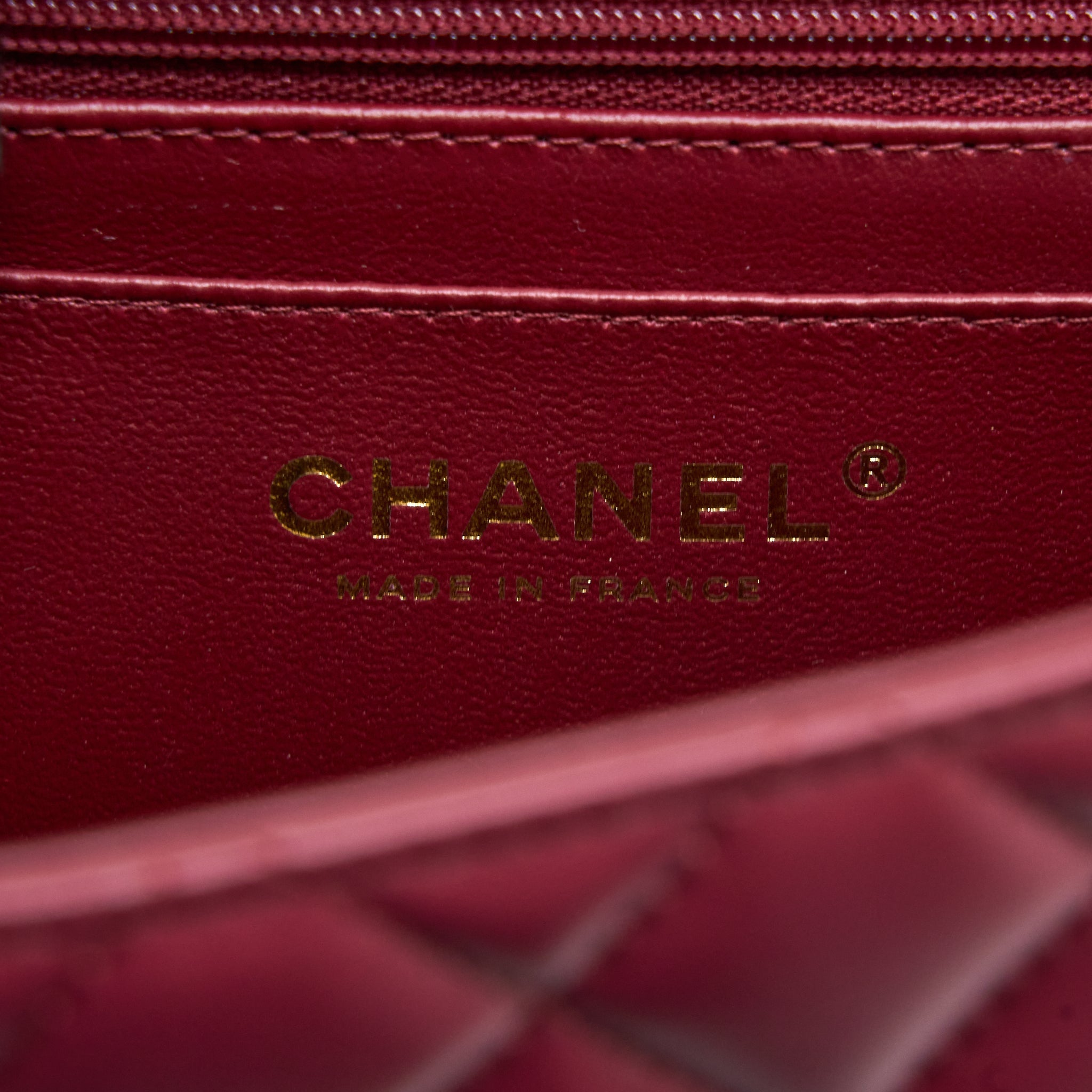 CHANEL TOP HANDLE MINI RECTANGULAR FLAP BAG LAMBSKIN BURGUNDY GHW (MICROCHIP)