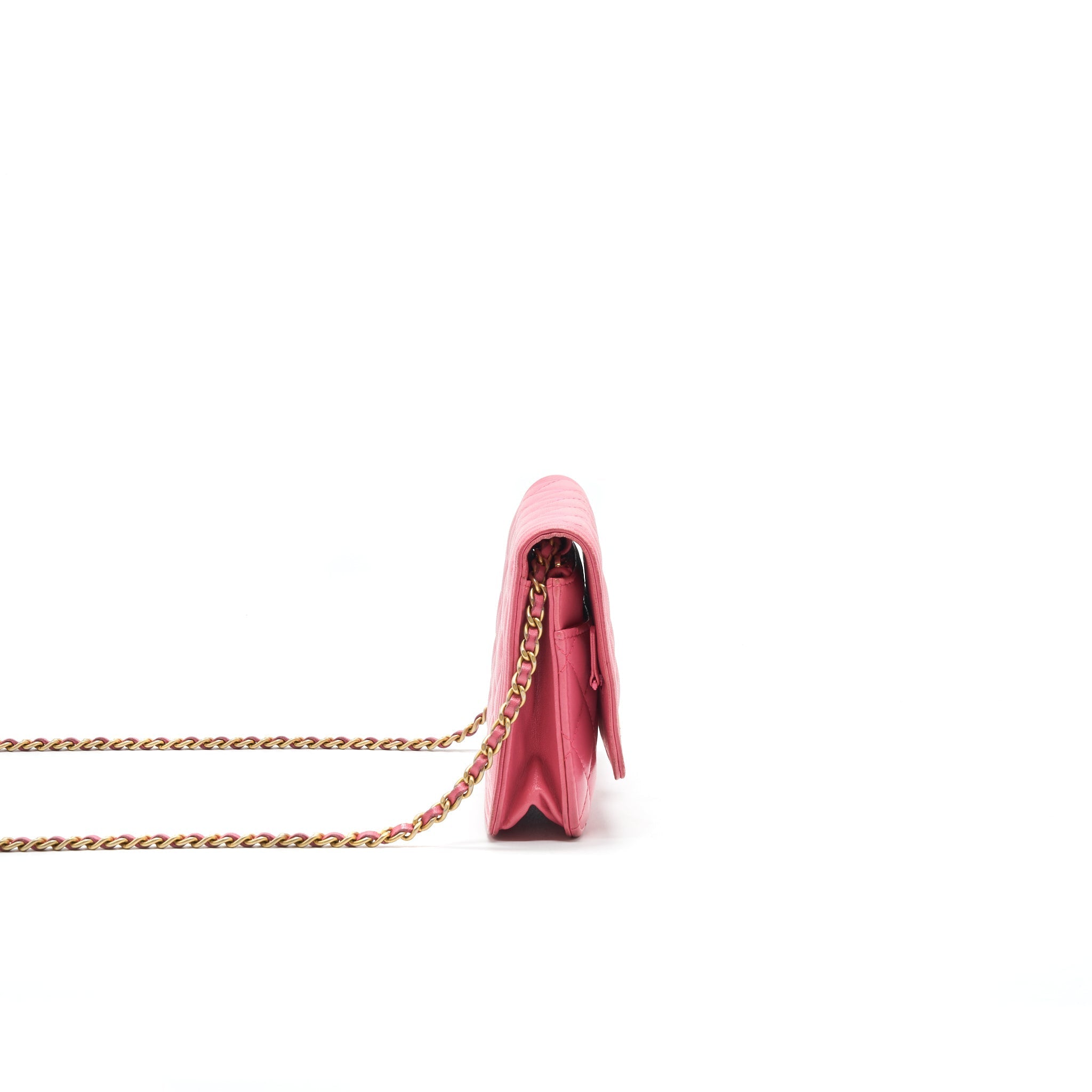 CHANEL BOY WALLET ON CHAIN PINK GHW