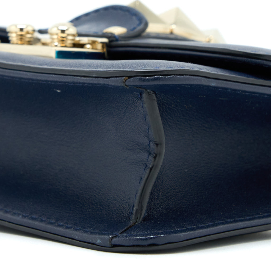 VALENTINO MINI GARAVANI GLAM LOCK CROSSBODY BAG NAVY LGHW