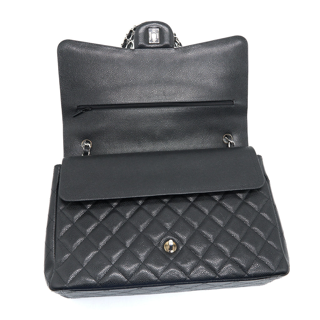 CHANEL MAXI FLAP BAG CAVIAR  BLACK SHW