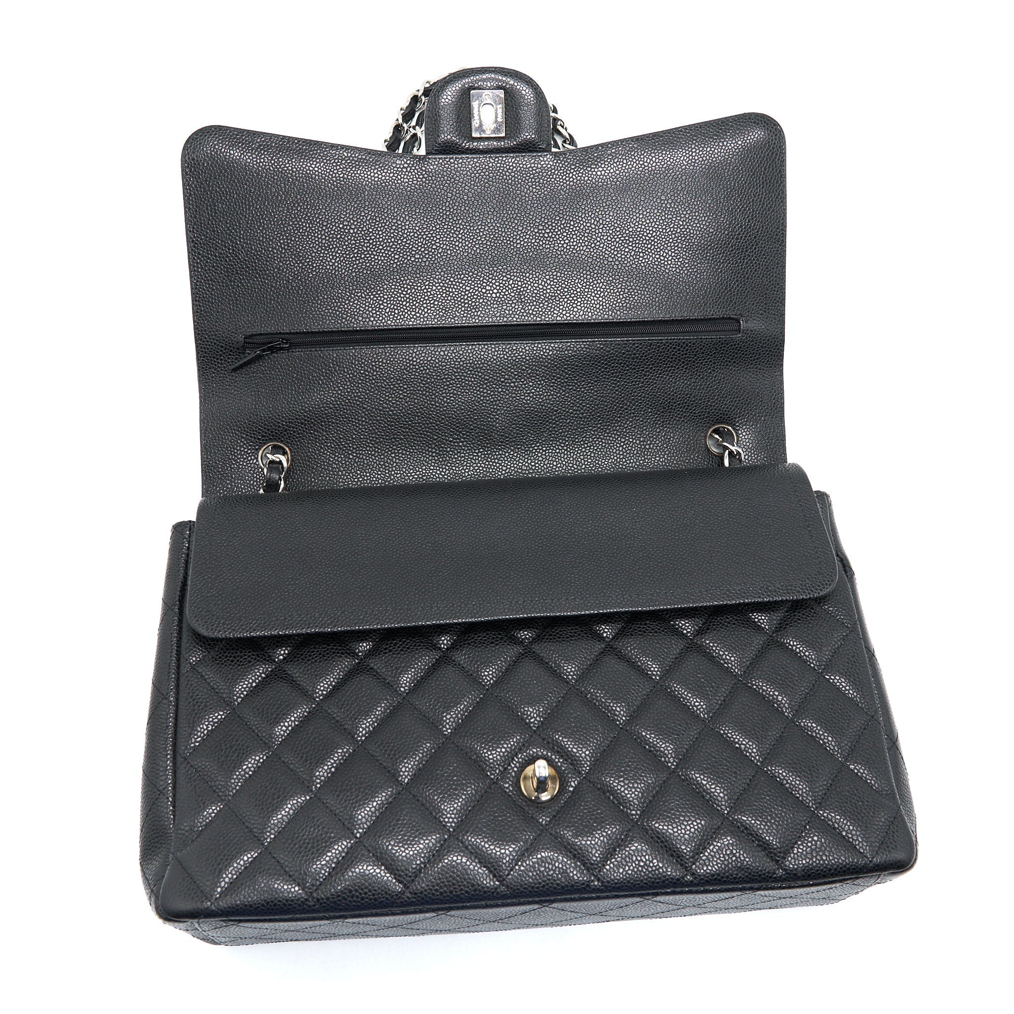 CHANEL MAXI FLAP BAG CAVIAR  BLACK SHW
