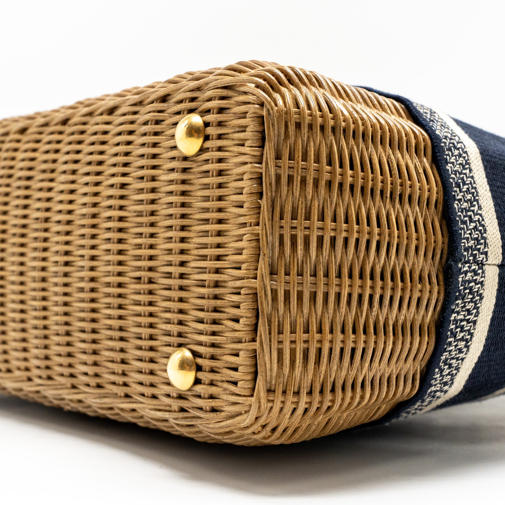 DIOR WICKER BASKET SHOULDER BAG BLUE DIOR OBLIQUE JACQUARD GHW