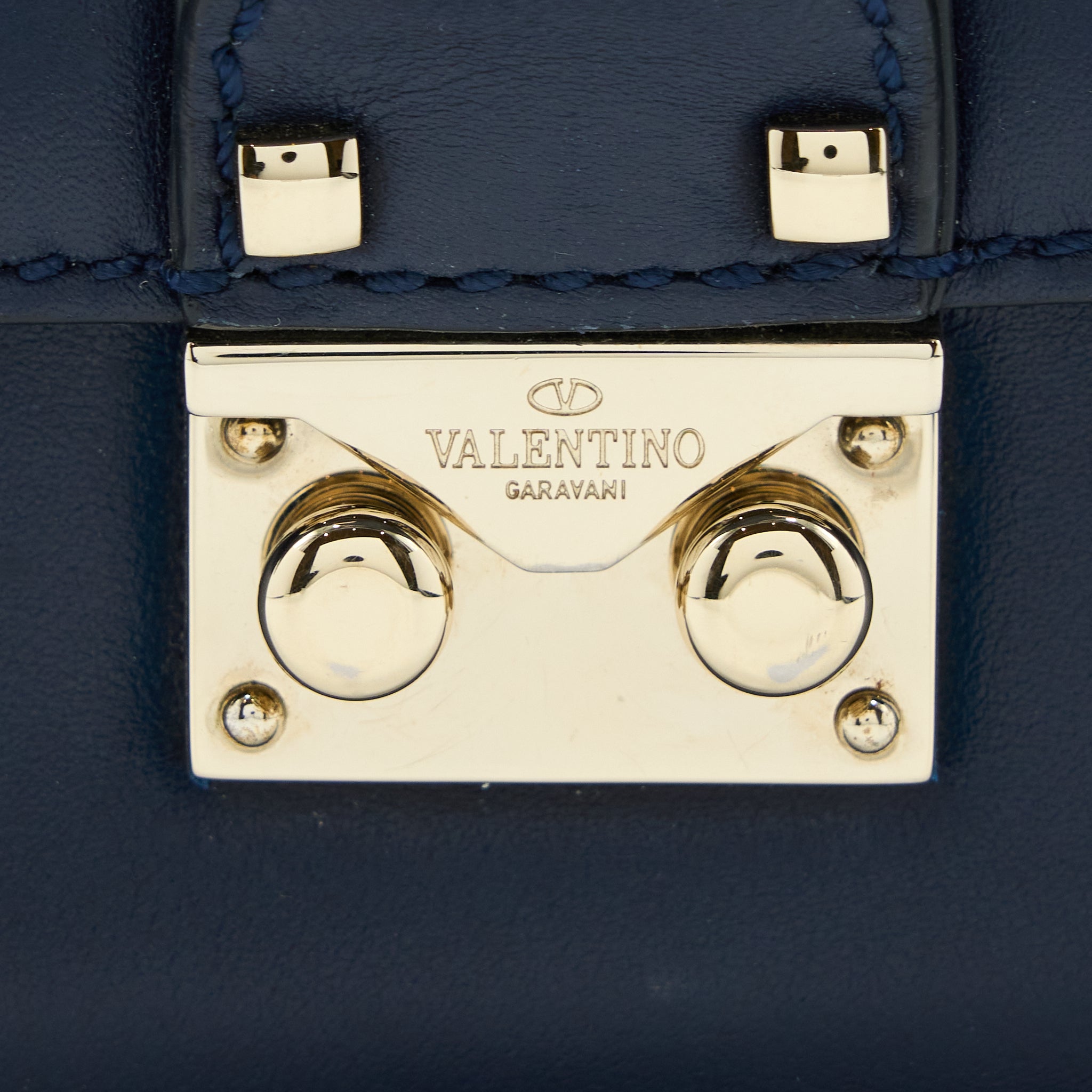 VALENTINO MINI GARAVANI GLAM LOCK CROSSBODY BAG NAVY LGHW