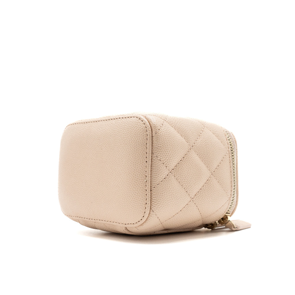 CHANEL MINI VANITY CASE CAVIAR LIGHT BEIGE LGHW