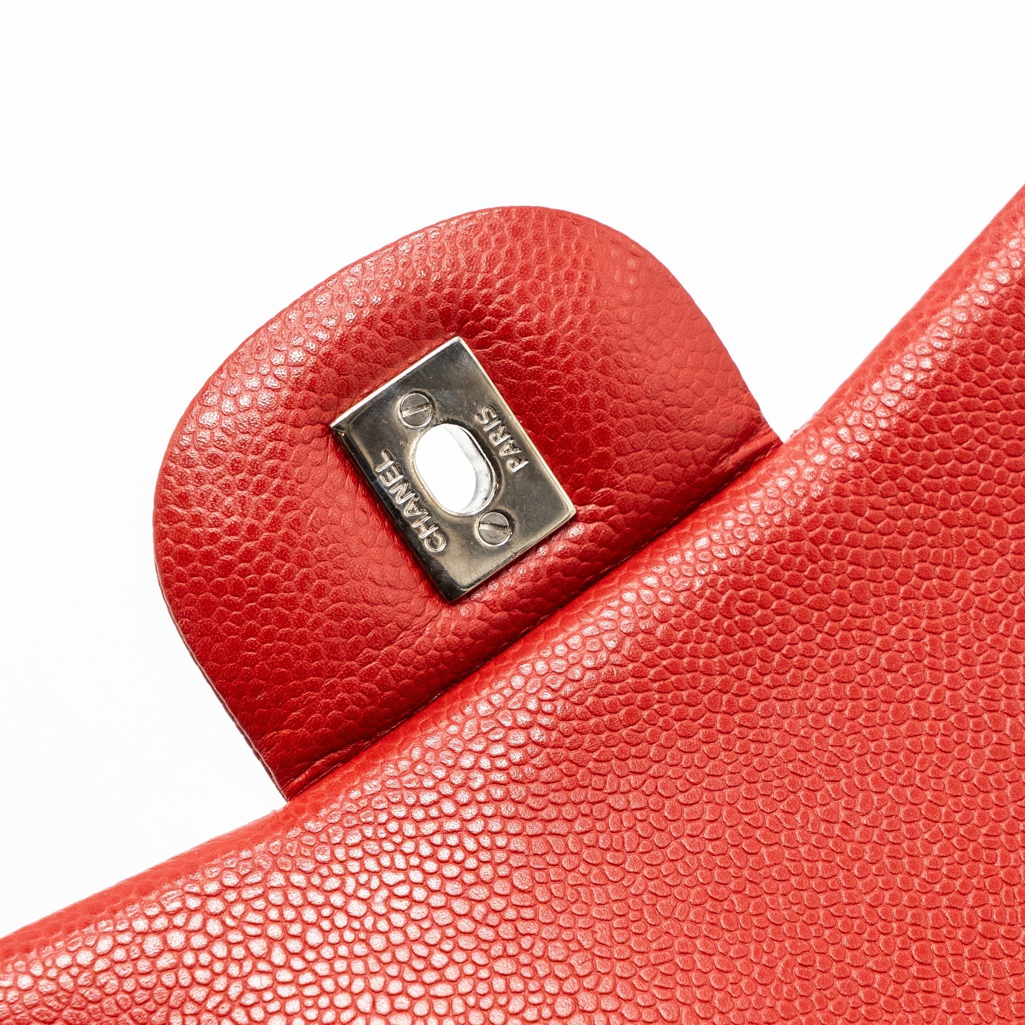 CHANEL CLASSIC JUMBO DOUBLE FLAP BAG CAVIAR RED SHW