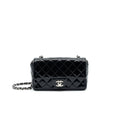 CHANEL MINI RECTANGULAR FLAP BAG PATENT LEATHER BLACK SHW