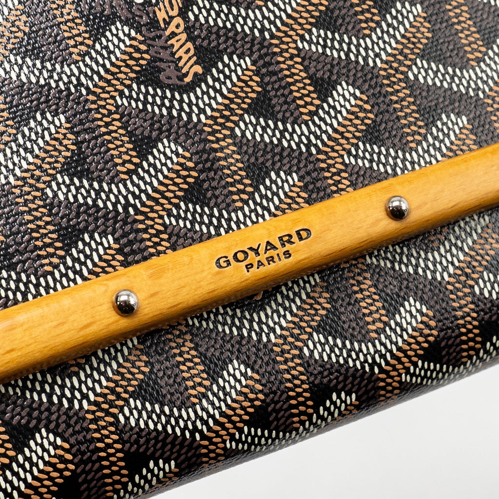 GOYARD MONTE CARLO MINI CASE WITH STRAP GOYARDINE CANVAS/LEATHER BLACK/BROWN SHW