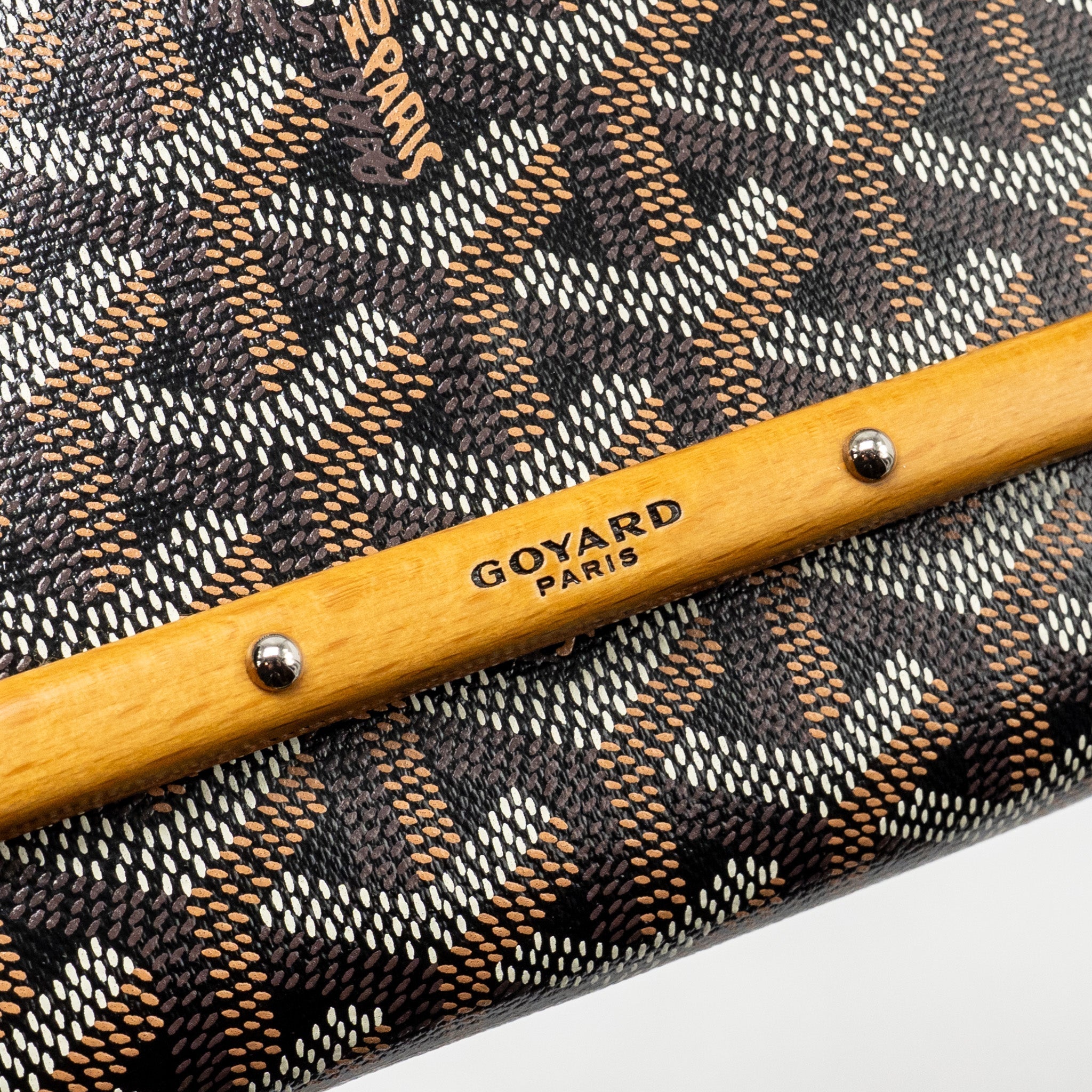 GOYARD MONTE CARLO MINI CASE WITH STRAP GOYARDINE CANVAS/LEATHER BLACK/BROWN SHW