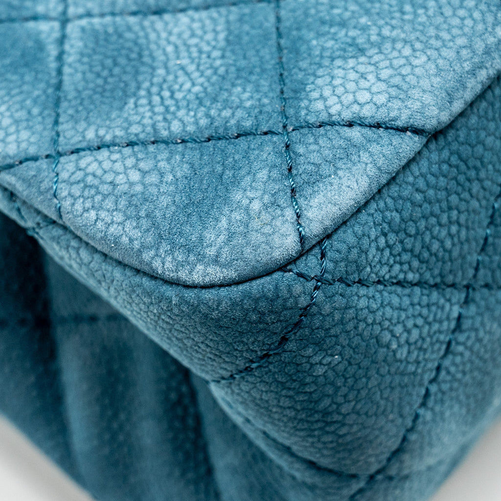 CHANEL MAXI 2.55 REISSUE FLAP BAG CAVIAR BLUE RUTHENIUM HARDWARE