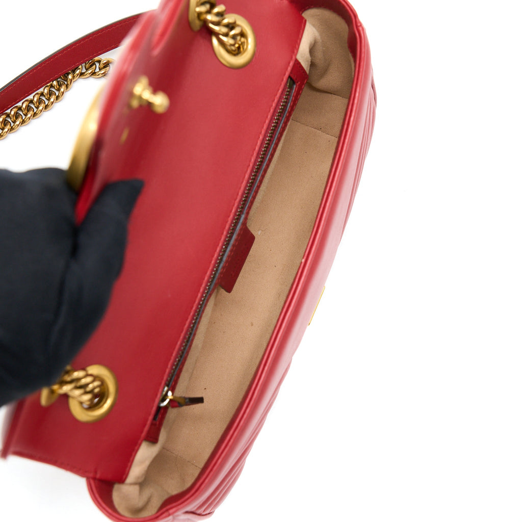 GUCCI SMALL GG MARMONT BAG RED GHW