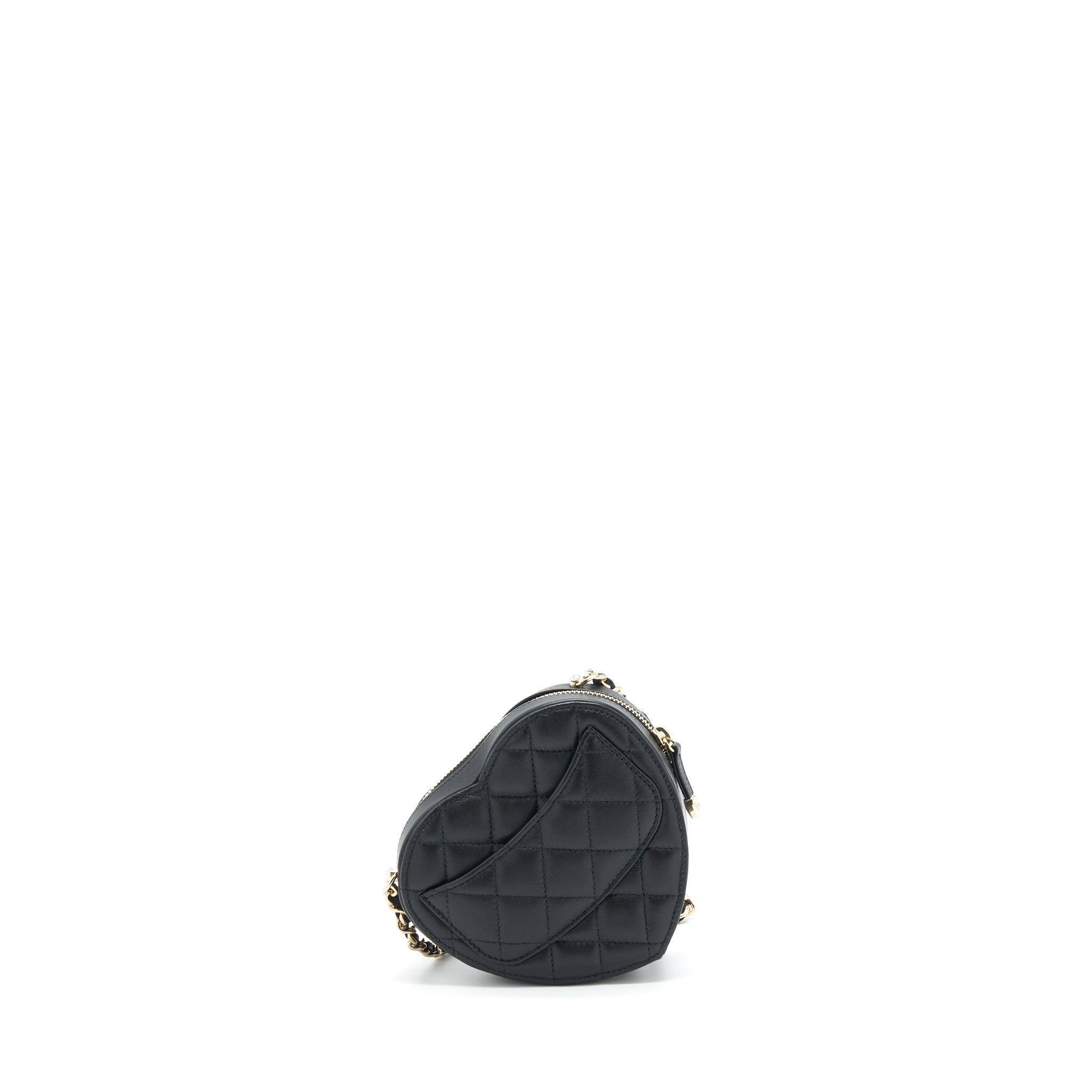 CHANEL 22S SMALL HEART BAG LAMBSKIN BLACK LGHW