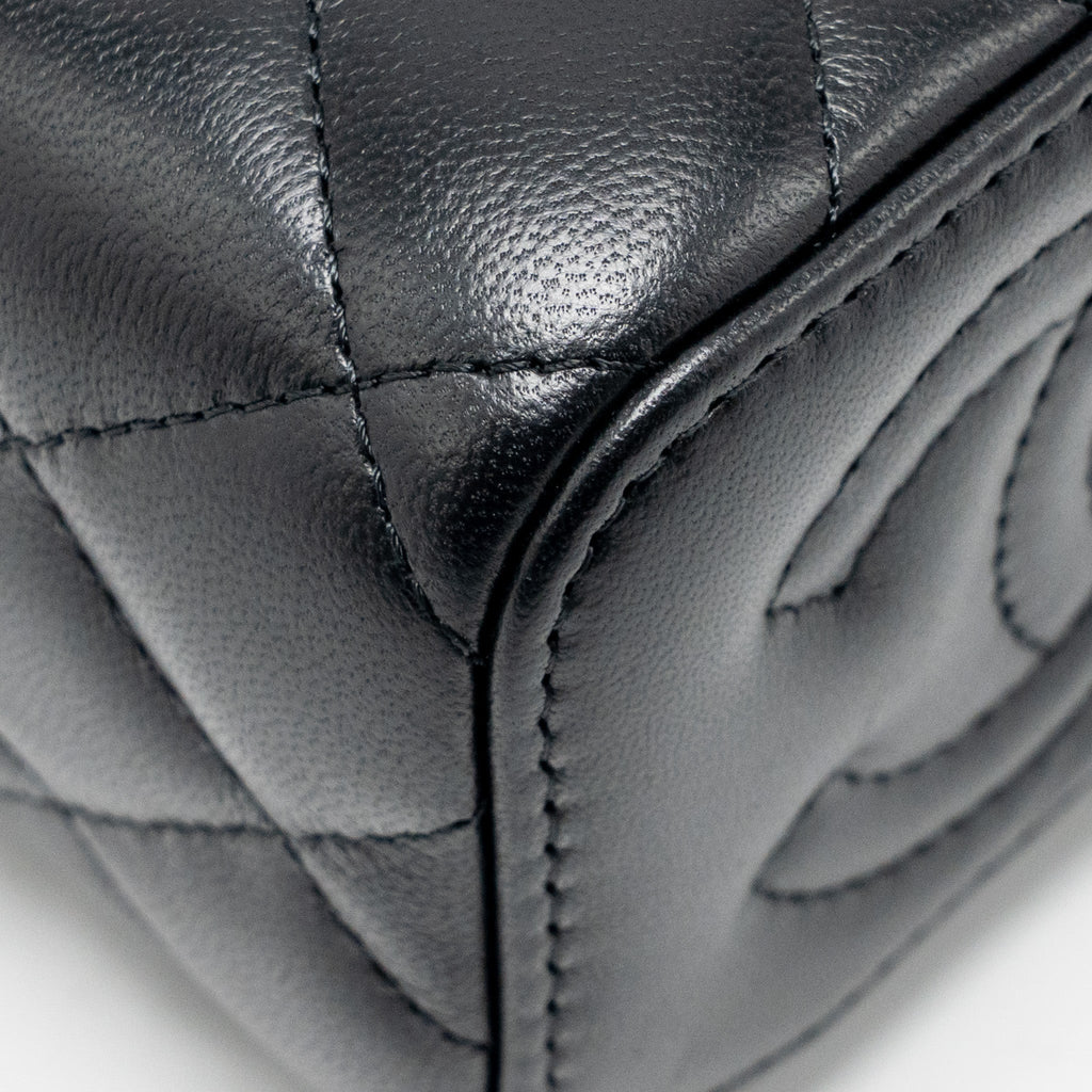 CHANEL PEARL CRUSH MINI VANITY WITH CHAIN LAMBSKIN BLACK GHW (MICROCHIP)
