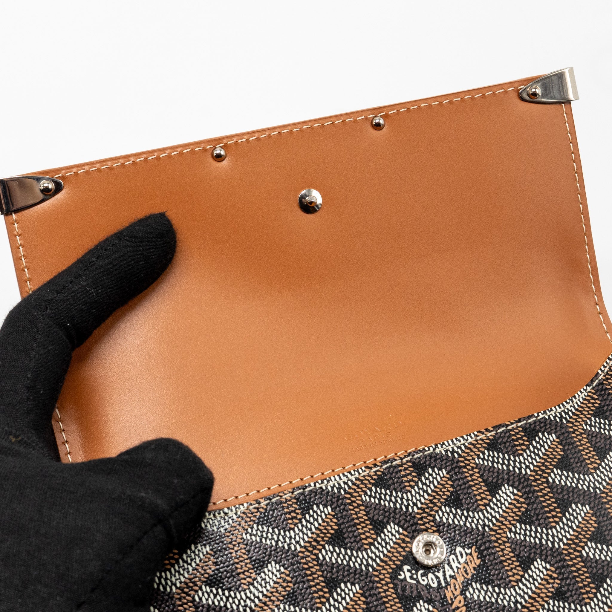 GOYARD MONTE CARLO MINI CASE WITH STRAP GOYARDINE CANVAS/LEATHER BLACK/BROWN SHW