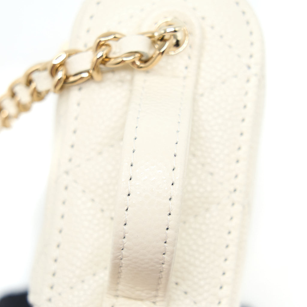CHANEL MINI TOP HANDLE VANITY CASE CAVIAR WHITE LGHW